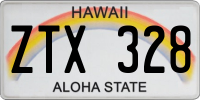 HI license plate ZTX328