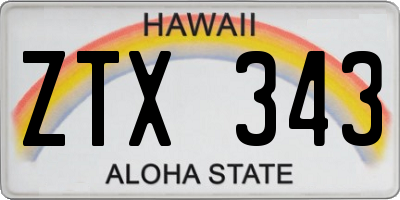 HI license plate ZTX343