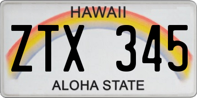 HI license plate ZTX345