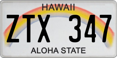 HI license plate ZTX347