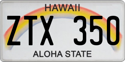 HI license plate ZTX350