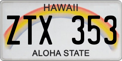 HI license plate ZTX353