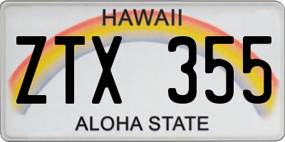 HI license plate ZTX355