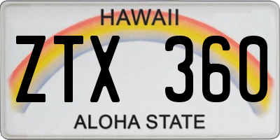 HI license plate ZTX360