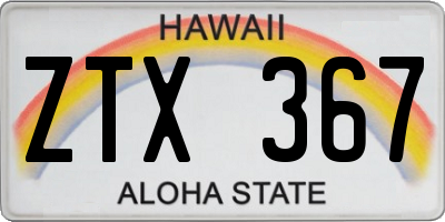 HI license plate ZTX367