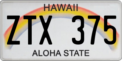 HI license plate ZTX375