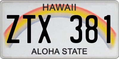 HI license plate ZTX381