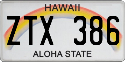 HI license plate ZTX386
