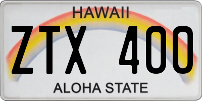 HI license plate ZTX400