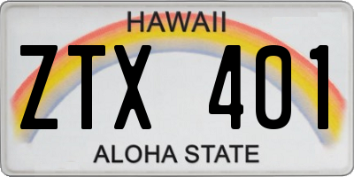HI license plate ZTX401