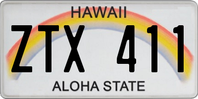HI license plate ZTX411