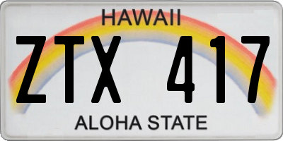 HI license plate ZTX417
