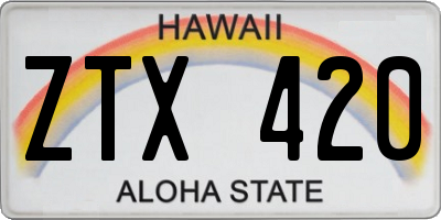 HI license plate ZTX420