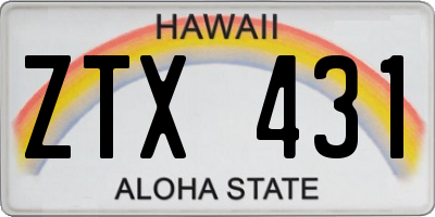 HI license plate ZTX431