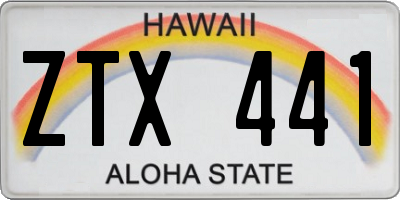 HI license plate ZTX441
