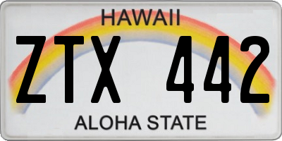 HI license plate ZTX442