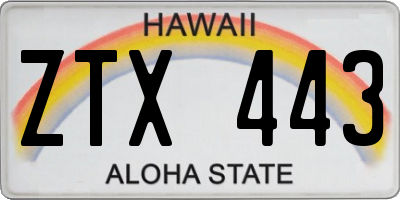 HI license plate ZTX443