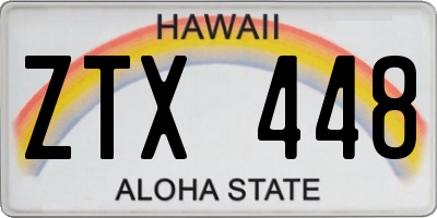 HI license plate ZTX448