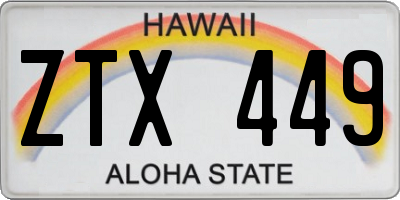 HI license plate ZTX449