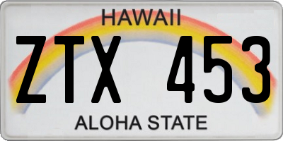 HI license plate ZTX453