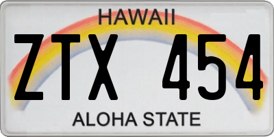 HI license plate ZTX454