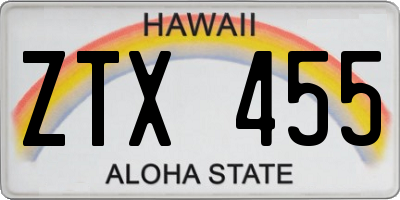 HI license plate ZTX455
