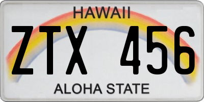 HI license plate ZTX456