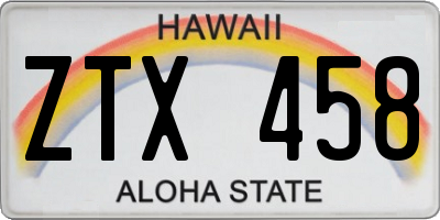 HI license plate ZTX458
