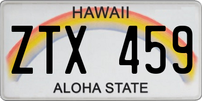 HI license plate ZTX459