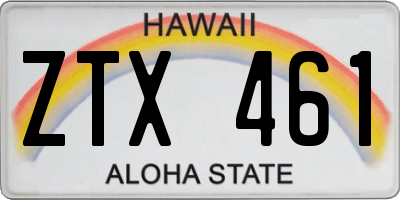 HI license plate ZTX461