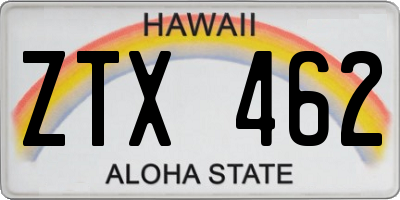 HI license plate ZTX462