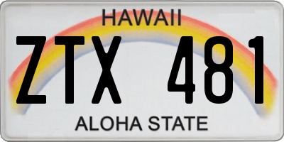 HI license plate ZTX481