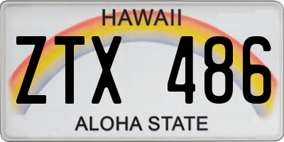 HI license plate ZTX486