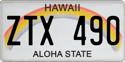 HI license plate ZTX490