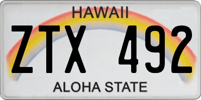 HI license plate ZTX492