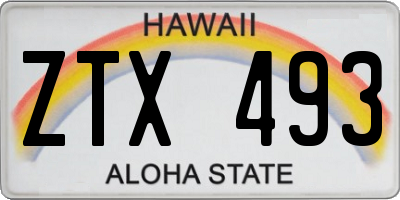 HI license plate ZTX493