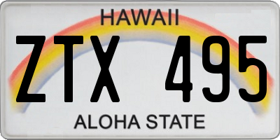 HI license plate ZTX495