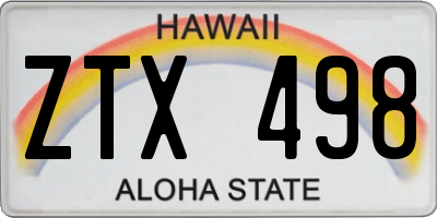 HI license plate ZTX498