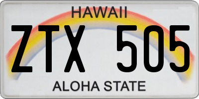 HI license plate ZTX505
