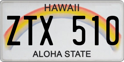 HI license plate ZTX510
