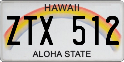 HI license plate ZTX512