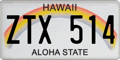 HI license plate ZTX514