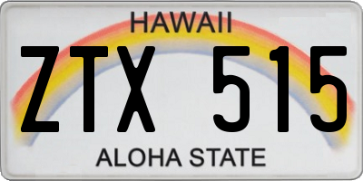HI license plate ZTX515