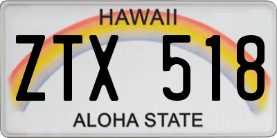 HI license plate ZTX518