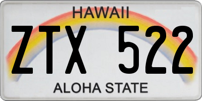 HI license plate ZTX522