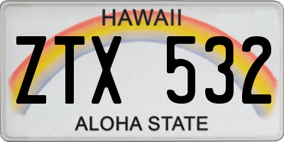 HI license plate ZTX532