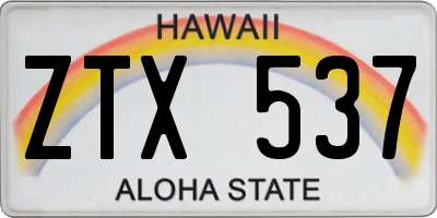 HI license plate ZTX537