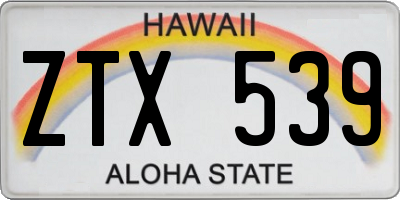 HI license plate ZTX539