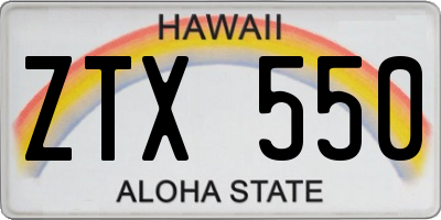 HI license plate ZTX550