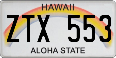 HI license plate ZTX553